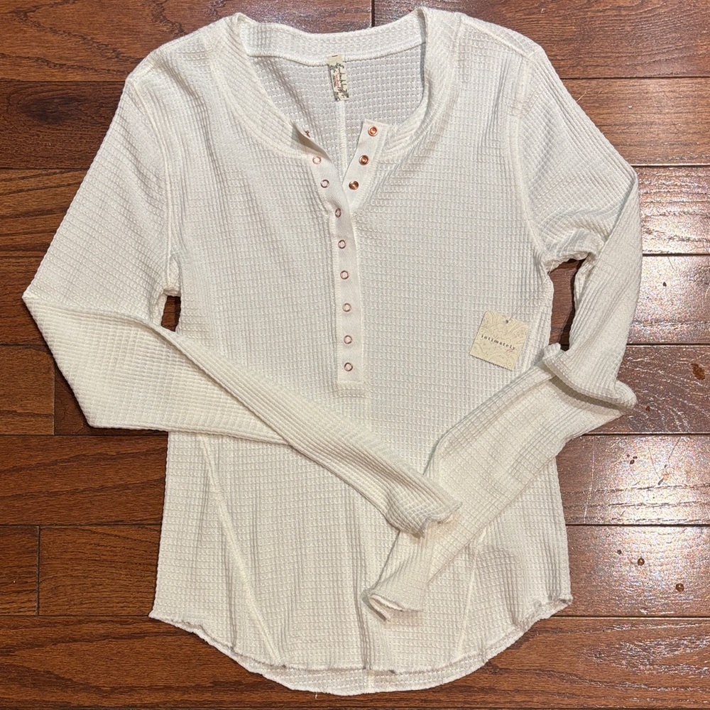 Free People Long Sleeve Henley Top